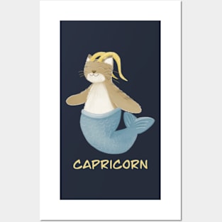 Capricorn cat zodiac sign Posters and Art